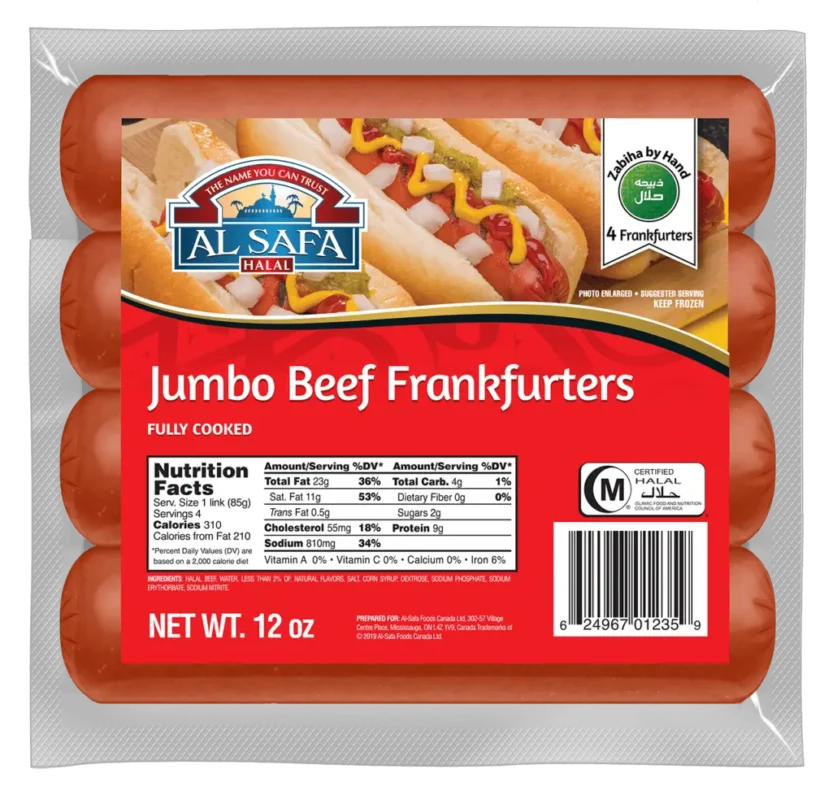 Jumbo Beef Frankfurters (Cooked) 12 x 12 oz (1)