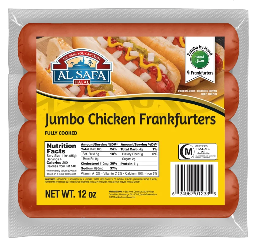 Jumbo Chicken Frankfurters (Cooked) 12 x 12.6 oz